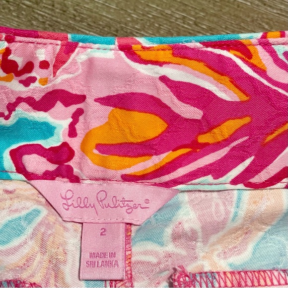 LILLY PULITZER Ellie shorts - Sea Blue/size 2 - turquoise, hot pink & orange EUC - Picture 2 of 8
